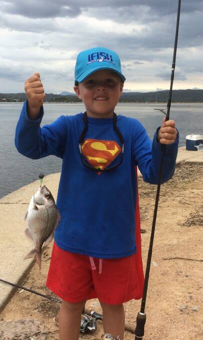 Smallfry: Five-year-old Kade Jenkins caught a young snapper in Merimbula and released it recently. 