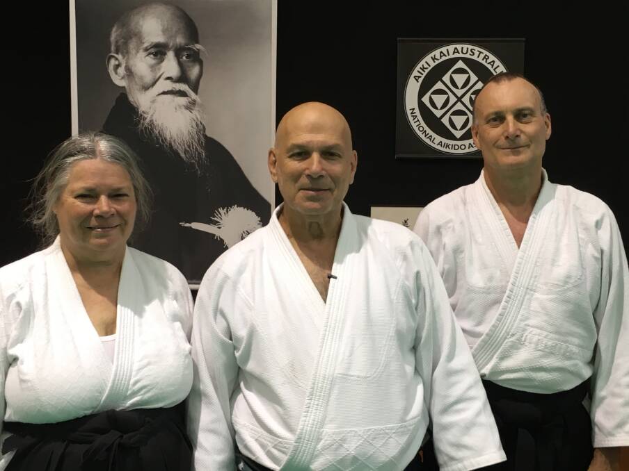 Elite level: Ruth Treyde and Guy Fripp with their teacher Shihan Hanan Janiv (middle) during a summer camp in January after the announcement of their promotion to sixth dan.. 