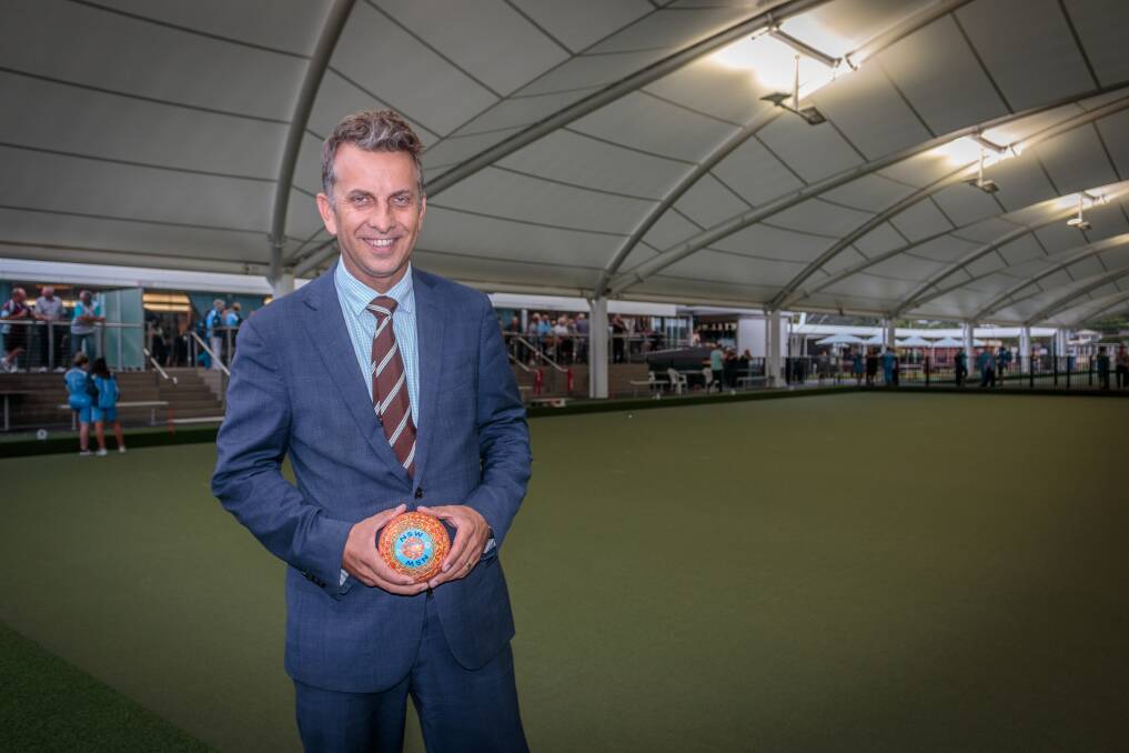 National exposure: Bega MP Andrew Constance is delighted to see big events headed to Merimbula's greens after opening the bowls facility.