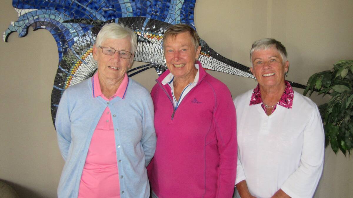 Table toppers: Legacy Day winners at Tathra are Marnie Nicholson, Libby Whiteaway and Margaret Kermode. 