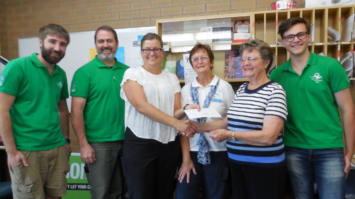 QUOTA SUPPORT: The Narooma Quota Club presented a $1000 cheque to help send the Narooma High School robotics team to the FIRST challenge in Sydney next month. Pictured are Tyler Evans from NASA, Andy Marshall (FIRST), Gayle Allison (teacher) Quotarians Sue Sansom and Maureen Young and James McArthur from Macquarie University. 