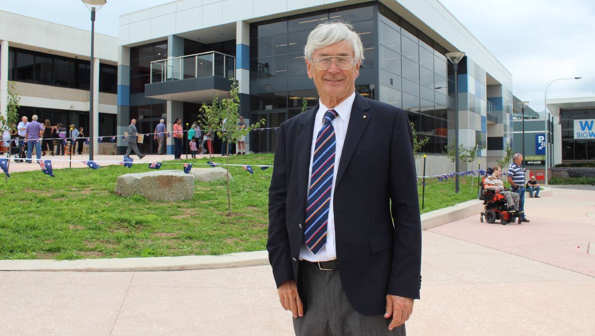 Dick Smith in Bega during his whirlwind visit as the 2016 Australia Day Ambassador. Picture: Alasdair McDonald