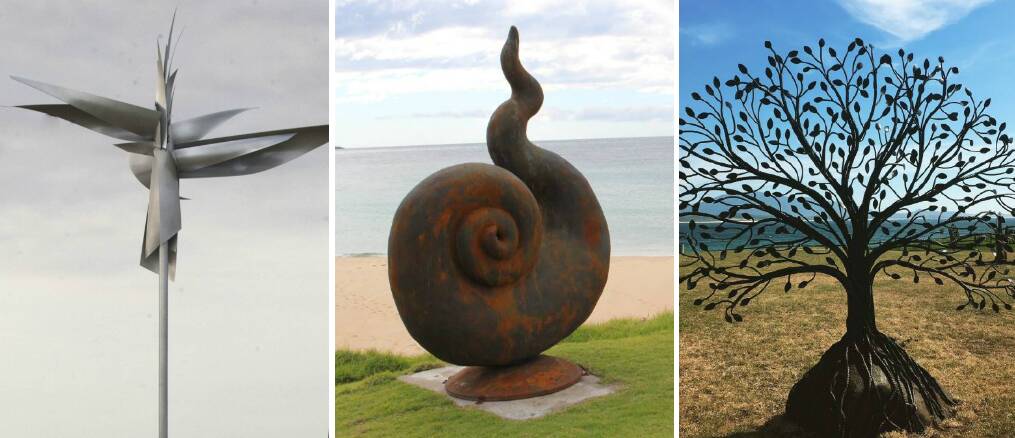 WINNERS: Bega Valley Shire Council acquisitive prize recipients (from left, not to scale) Southern Experience, Tidal Spiral and The Giving Tree.