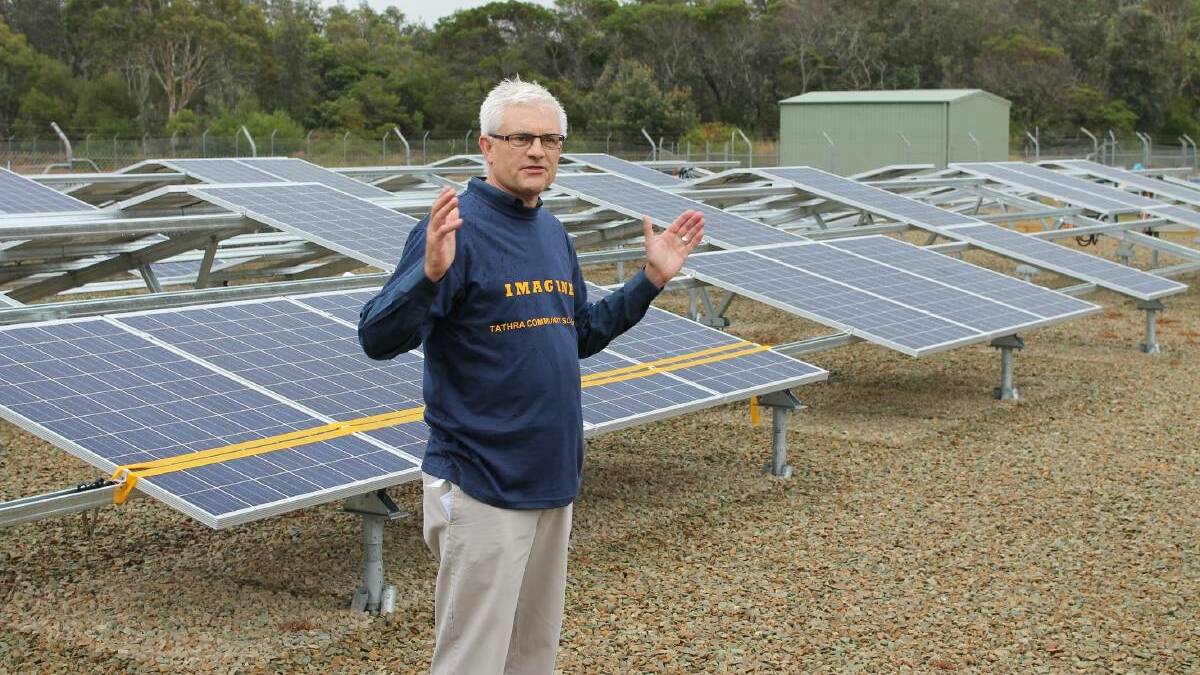 Clean Energy For Eternity founder Matthew Nott launches Australia's first completed community solar farm at Tathra in 2015.