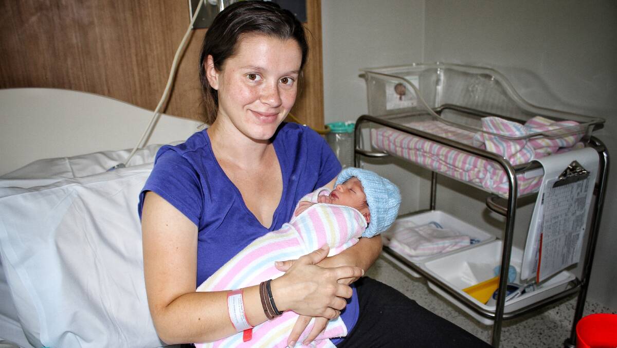 BABY 500: Eden's Tia Long with her newborn son Ike at the South East Regional Hospital in Bega on Thursday. Photo: Alasdair McDonald