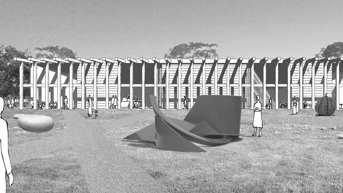 A concept design of the proposed Merimbula gallery site by Melbourne-based company Clinton Murray Architects. Picture: BVSC