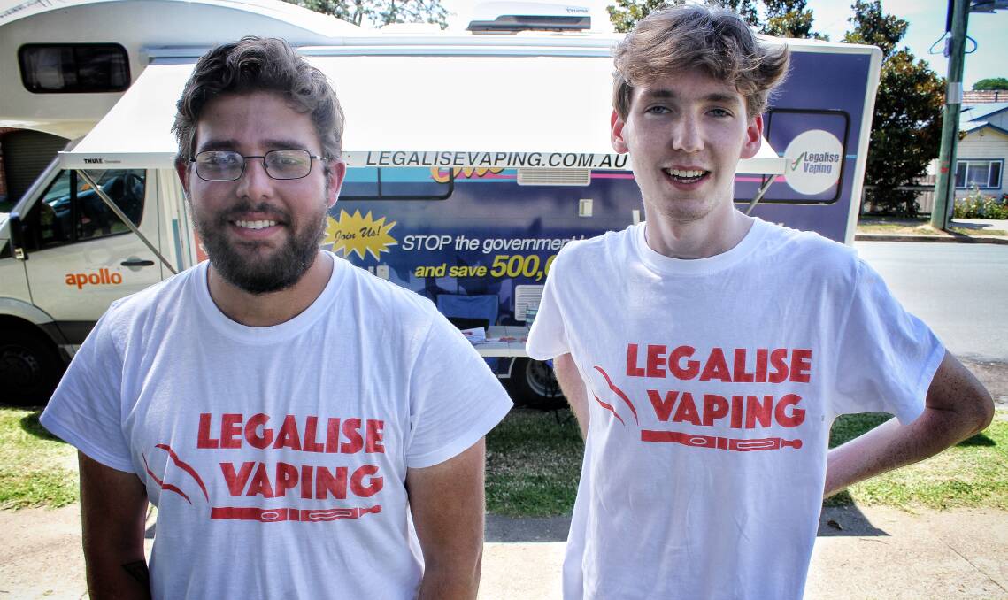 Legalise Vaping in Australia advocate Kyle Williams in Bega on Thursday ahead of the group's event at Parliament House in Canberra next week. Photo: Alasdair McDonald