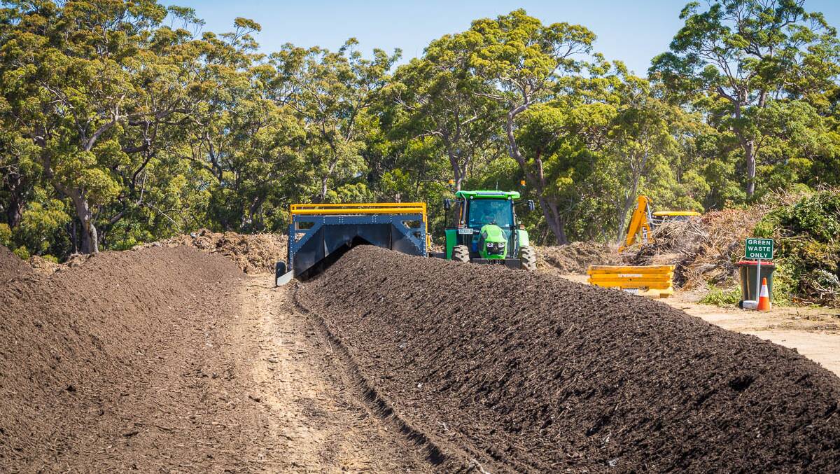 NUTRIENTS: Compost windrows at the Merimbula Waste and Recycling Centre being turned and managed.