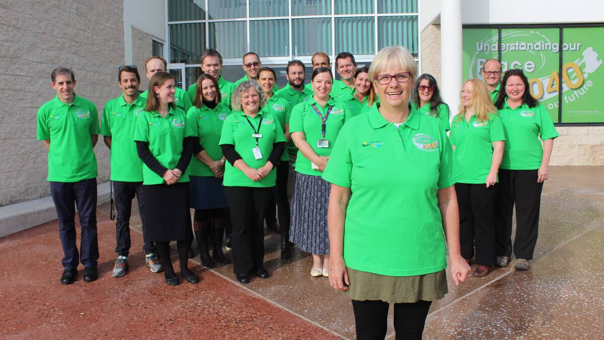ENGAGING RESIDENTS: Bega Valley Shire Council General Manager Leanne Barnes with her team on Thursday. Picture: Alasdair McDonald