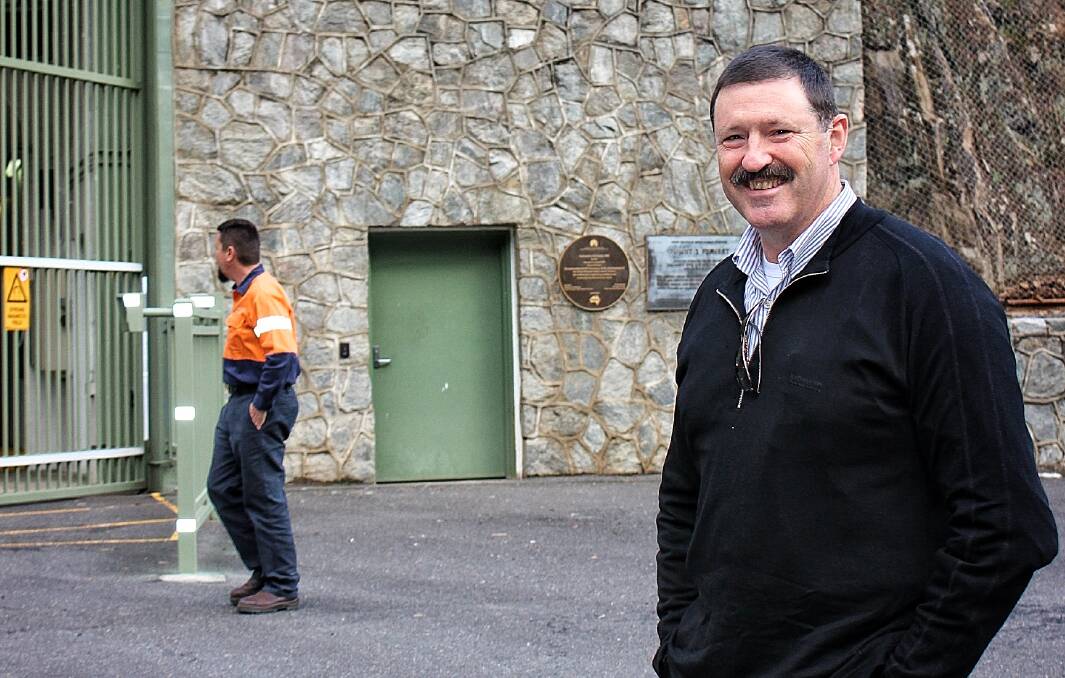 Eden-Monaro MP Mike Kelly outside the Snowy Hydro Tumut 2 Power Station in late January. Photo: Supplied