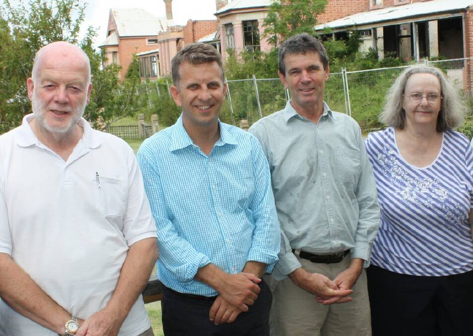 Member for Bega Andrew Constance meets with Friends of the Old Bega Hospital members Eric Myers, Richard Bomford and Pat Jones during his February 2015 announcement as state treasurer.