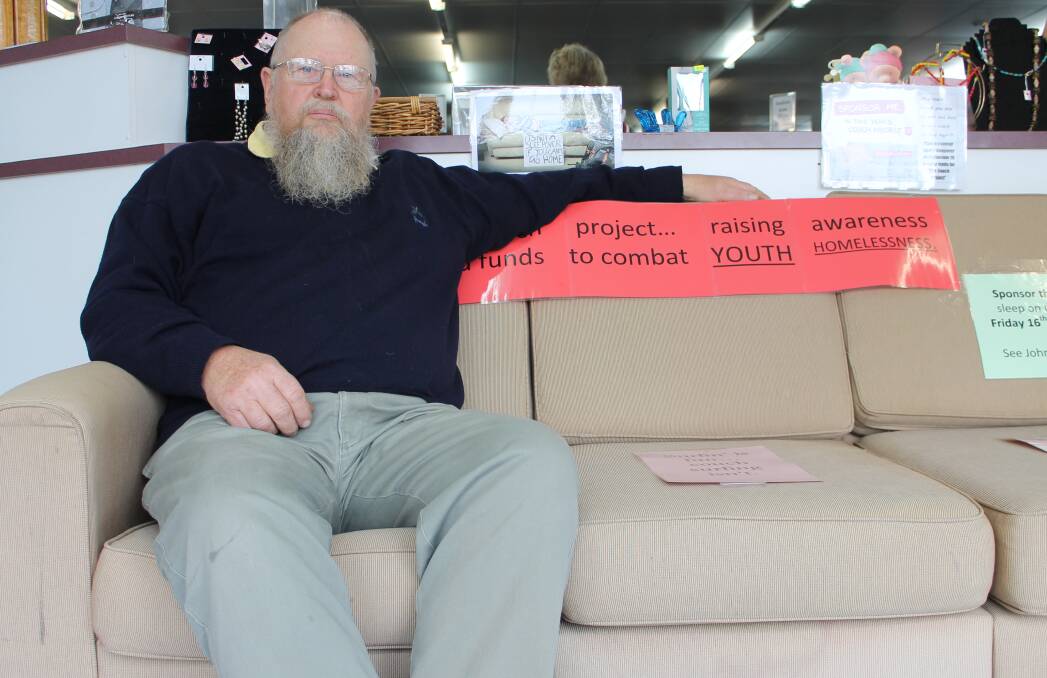 HIDDEN HOMELESS: Bega Salvation Army shop manager John Horsburgh will sleep on a couch in the store on September 16 to raise awareness of youth homelessness.