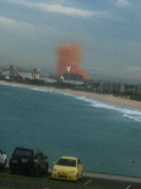 The plume, as it appearsfrom Wollongong Lighthouse, about 4.55pm Friday. Picture: contributed