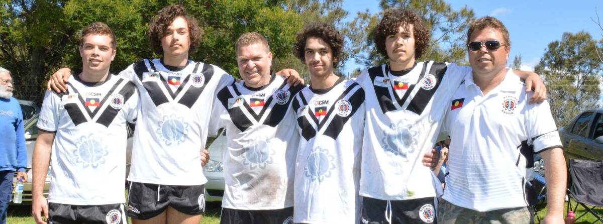 FAMILY AFFAIR: Players from the Aldridge United rugby league knockout team at Mackay Park on Sunday.