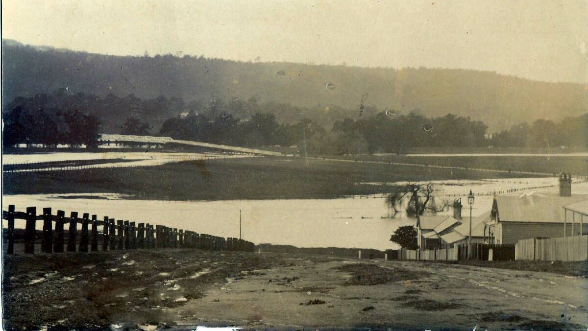 Water, water, everywhere: Flood waters seen from Bega Street. A series of floods in the mid to late 1800s made life difficult for farmers in the region.