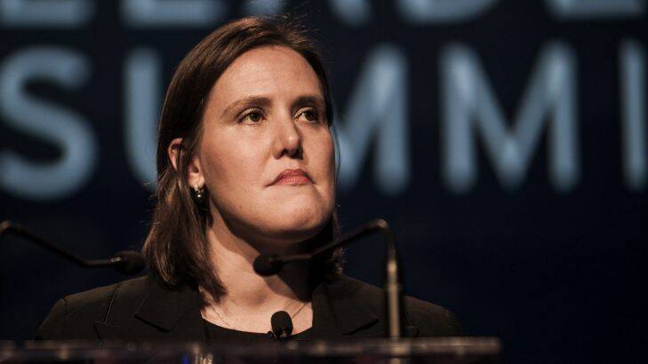 MELBOURNE, AUSTRALIA - JULY 21: Kelly O'Dwyer minister for revenue and financial services is seen speaking at the FSC Leaders Summit on July 21, 2016 in Melbourne, Australia. (Photo by Josh Robenstone/Fairfax Media). The Financial Services Council Photo: Josh Robenstone