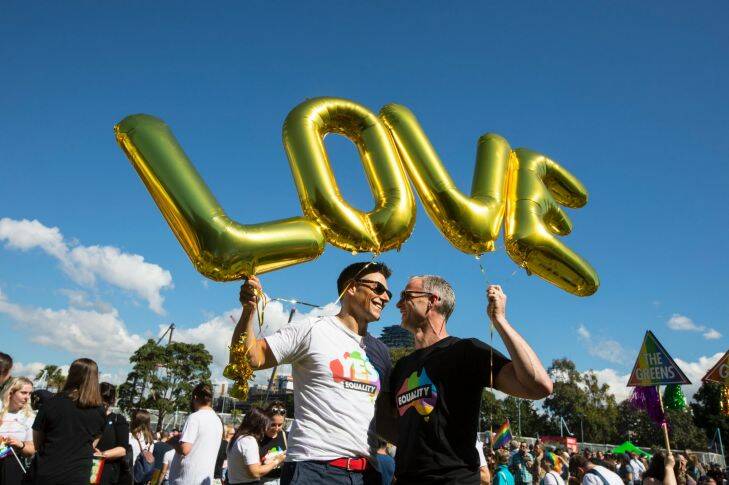 SEXPOL : Addvicates for marriage equality gather at Prince Alfred Park, Sydney to show their supports for the YES vote as people wait for the verdic of the postal vote on same sex marriage, on 15 November 2017. Photo: Jessica Hromas