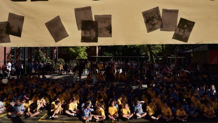 Students at Haberfield Public celebrated the magazine's 100th birthday. Photo: Nick Moir