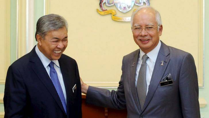 Malaysian Prime Minister Najib Razak (right) announces the appointment of new Deputy Prime Minister Ahmad Zahid Hamidi following a cabinet reshuffle last week. Photo: Handout/Reuters
