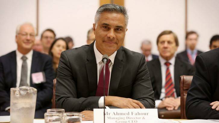 Ahmed Fahour outgoing MD and CEO of Australia Post appears before Senate estimates. Photo: Andrew Meares
