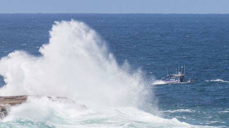 Heavy seas around where a rock fisherman has gone missing. Photo: Brook Mitchell