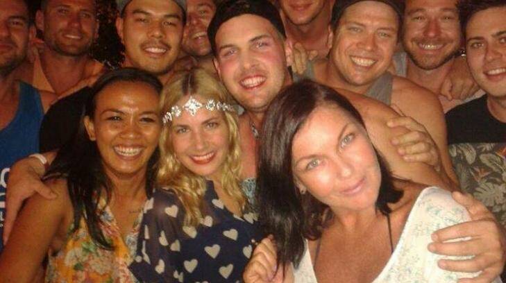 Schapelle Corby with revellers at Stakz Bar and Grill, Kuta.  Photo: Facebook