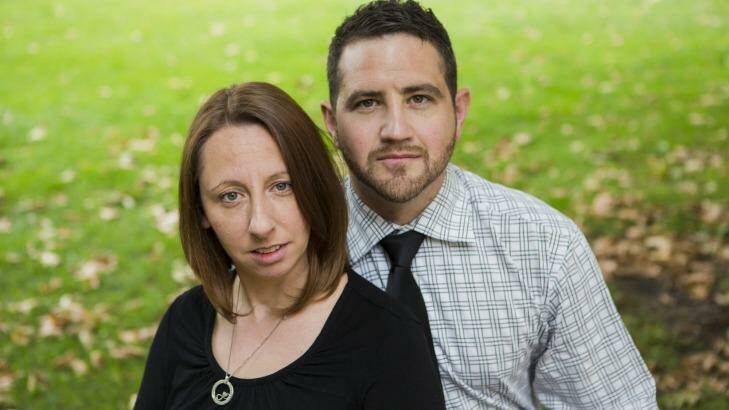 Melinda McFadden and her husband Grant are among more than 1000 Canberra parents who have had added stress due to extended failures of the NDIS online portal.  Photo: Jamila Toderas