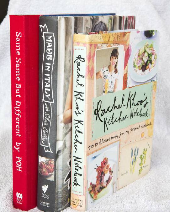 A collection of cookbooks from programs Sharman has produced. Photo: Jessica Hromas