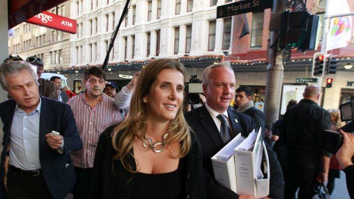 Kathy Jackson leaving the royal commission into unions earlier this year. Photo: Ben Rushton