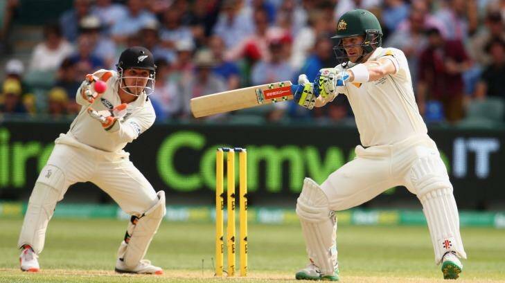 Hot shot: Peter Nevill shows his style on the way to top-scoring in Australia’s first innings. 