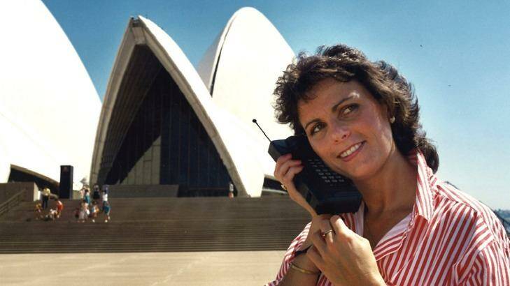 A 1987 Telstra ad for Australia's first mobile phone. Analysis of the 29 years since shows no correlation between mobile phone use and brain cancer occurrence. Photo: Supplied