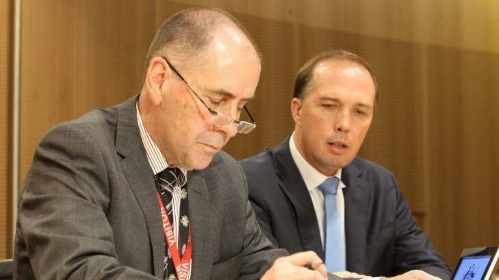 Commonwealth Chief Medical Officer Professor Chris Baggoley, with Health Minister Peter Dutton.  Photo: Peter Rae