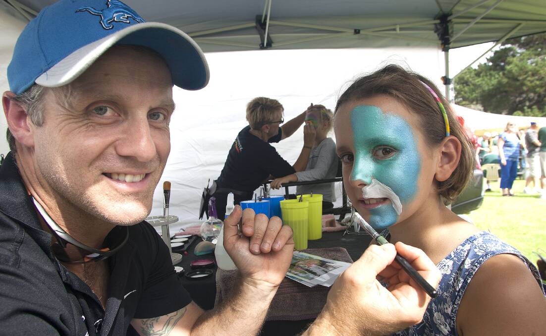 Face-painting artist Peter Heaton with Livia Todd of Tanja. 