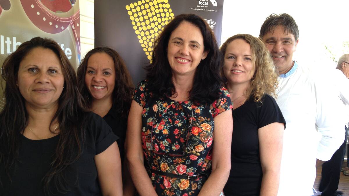 At Southern NSW Medicare Local’s launch of its Butt Out Boondah TV campaign last week in Moruya are (from left) Raylene Merritt and Kyleen Randall from SNSWML Aboriginal health team, SNSWML CEO Kathryn Stonestreet, SNSWML Aboriginal health team manager Malindey Sorrell and SNSWML director Bunja Smith.