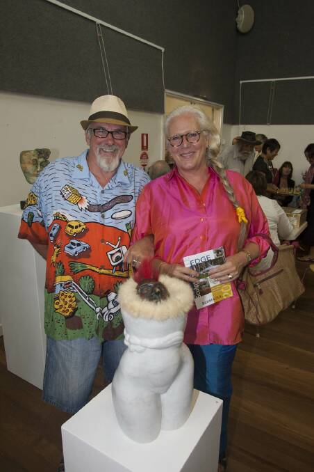 Andrew Whittaker and Victoria Nelson of Bermagui with Victoria's work "Enigma"