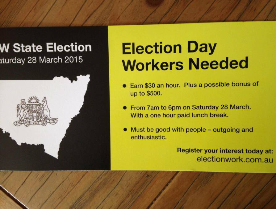 The mailout from the No Land Tax party calling for election day workers.