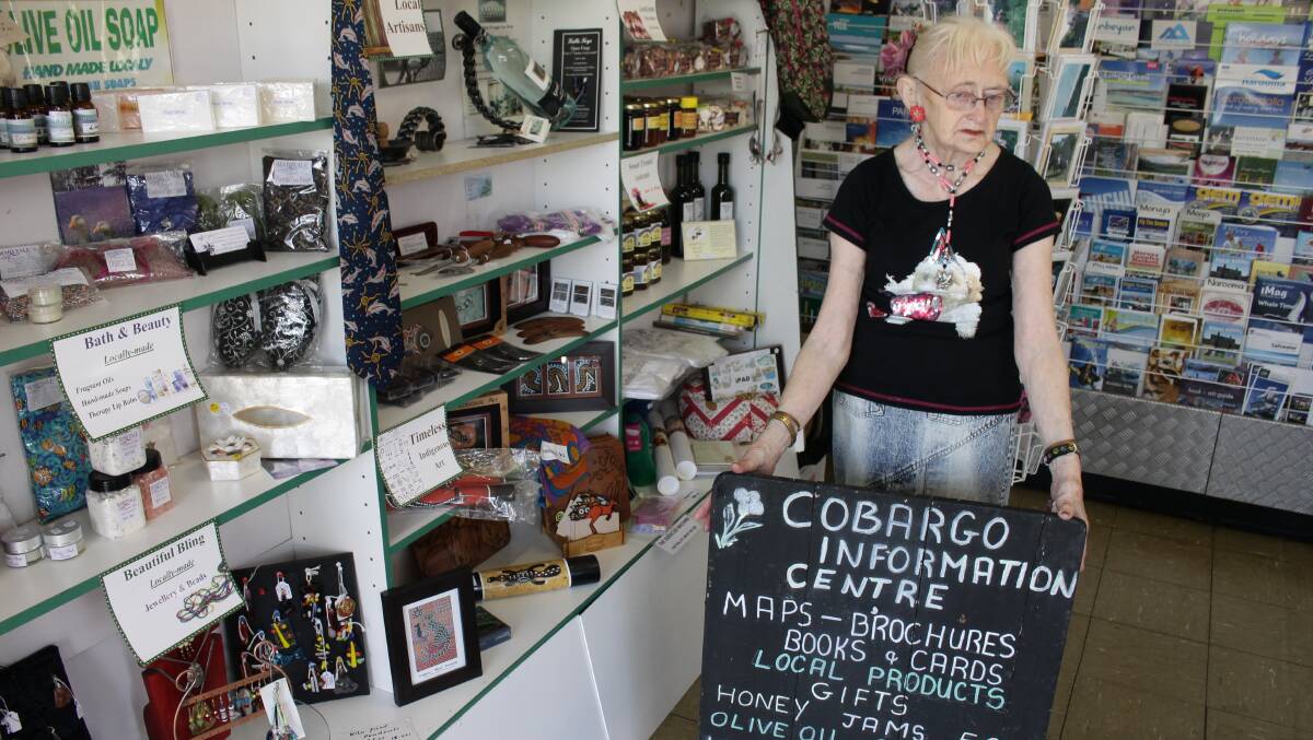 Joan Salter is calling for more helpers at the Cobargo Tourist and Information Centre, where volunteers can display their handicrafts. 