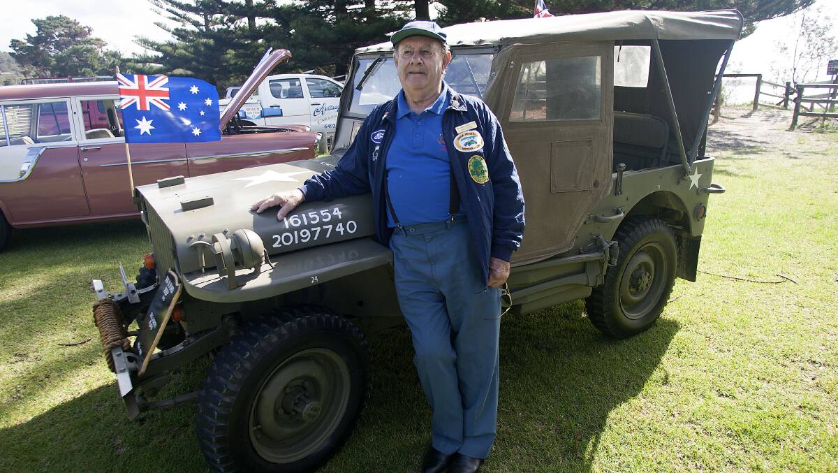 Bill Flood of Bega shows off his WW2 Ford Jeep 1943.