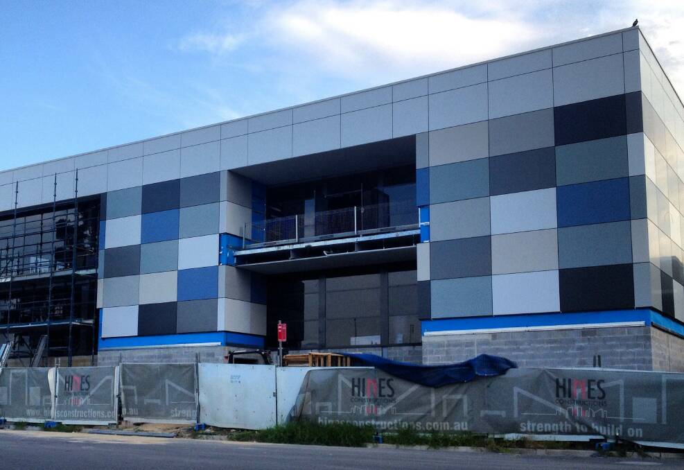 New coloured panels were erected this week on the Bega Civic Centre construction.