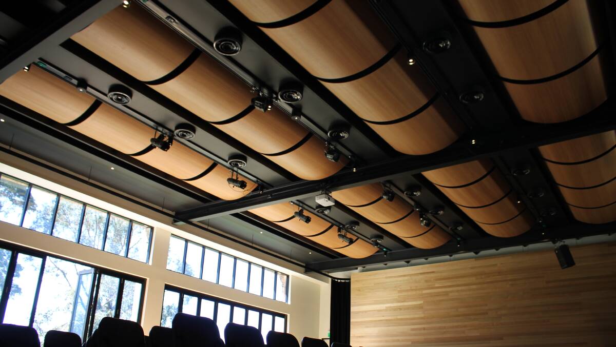 The natural timber concave acoustic tiles give the Windsong Pavilion a unique look and sound.