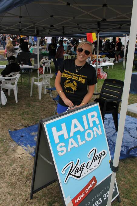 Karlene Jubb at her hair salon, the procedes of which were donated to cancer research. 