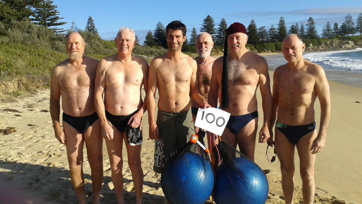 The Bermagui Blue Balls crew are (from left) Dennis Olmstead, Ian Bailey, Sam McKee, Robert Johnson, Gary Pearse and Mark Manning.