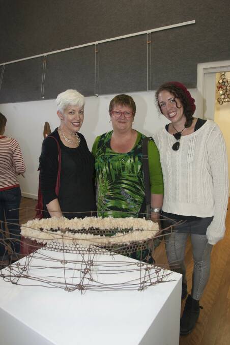 Laurie Van Veen (Canberra) with ANU Head of Sculpture Wendy Teakel and artist Haeli Van Veen (Canberra)