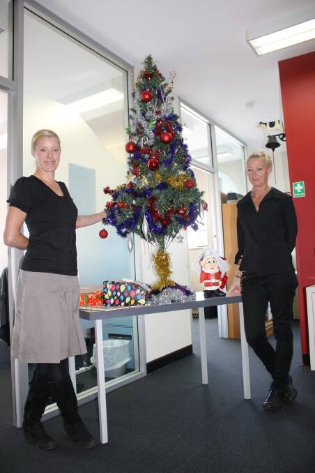 With the Mission Australia Giving Tree are Katrina Manley (left) and Gabrielle Rosengren. 