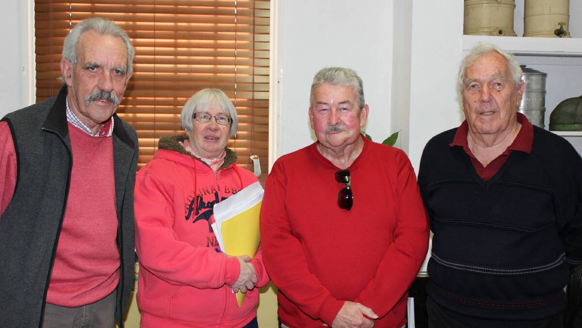 At the annual general meeting of the Bega Valley Historical Society (from left) George Morrow president, Kaye Jauncey secretary, John Richardson treasurer and Peter Rogers vice president.