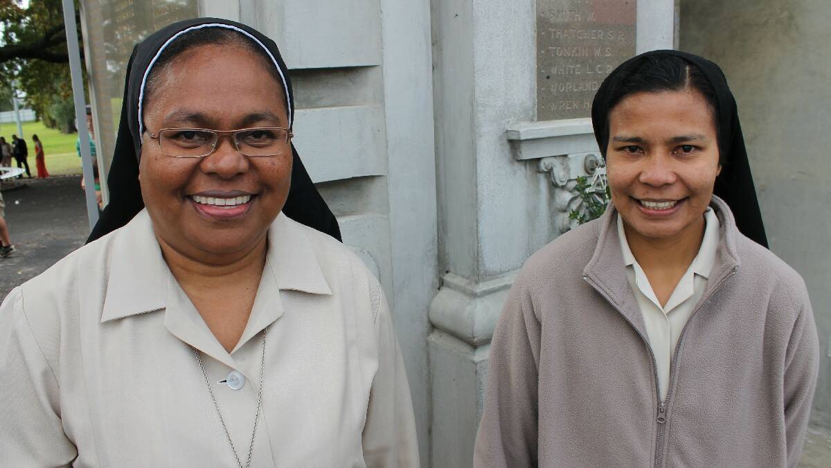 Carmelite sisters from Timor Leste Sister Odete (left) and Sister Juliana attended the Bega Anzac Day morning service. 