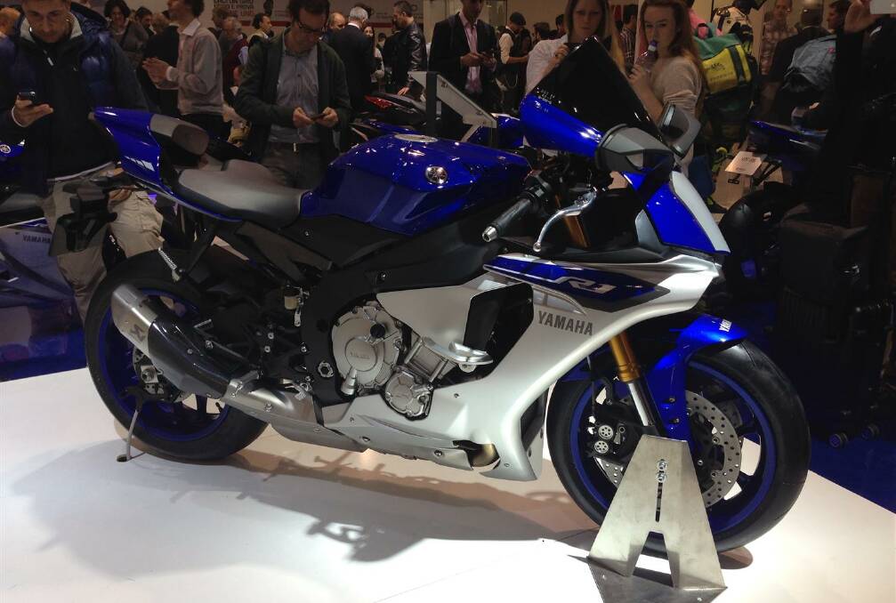 The new model Yamaha YZF-R1 is revealed to attendees of the Milan Motorcycle Show (EICMA). Photo: Yamaha.