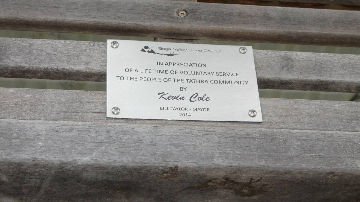 The plaque named in Kevin Cole's honour.
