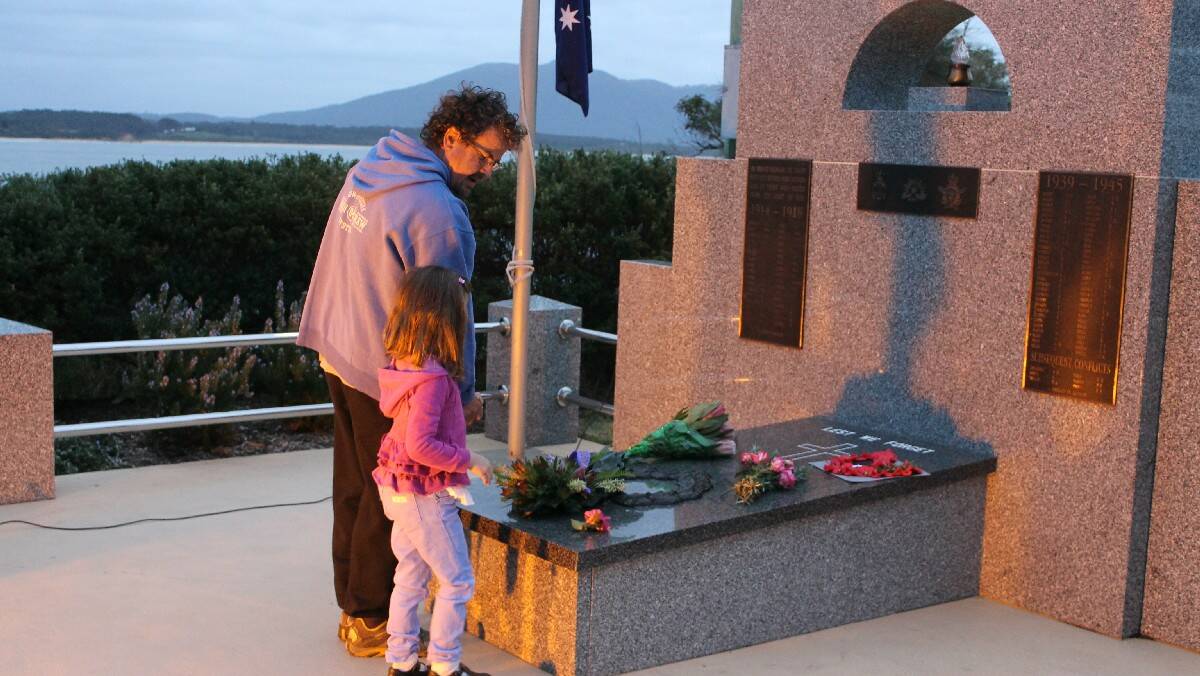 Citizens pay their respects to the Anzacs at the Bermagui dawn service.