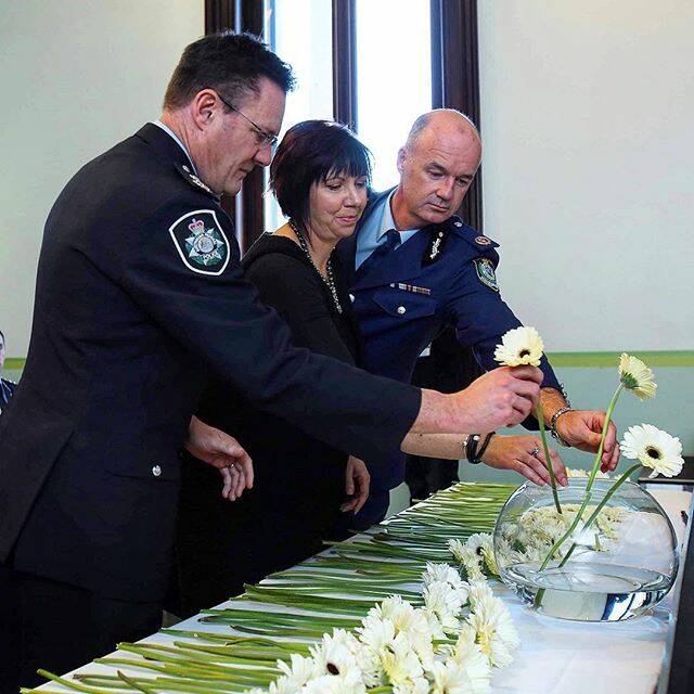Melissa Pouliot takes part in the official launch of National Missing Persons Week with NSW Police Assistant Commissioner Peter Barrie and Australia Federal Police Acting Commissioner Michael Phelan. Photo: Instagram/@nswpolice